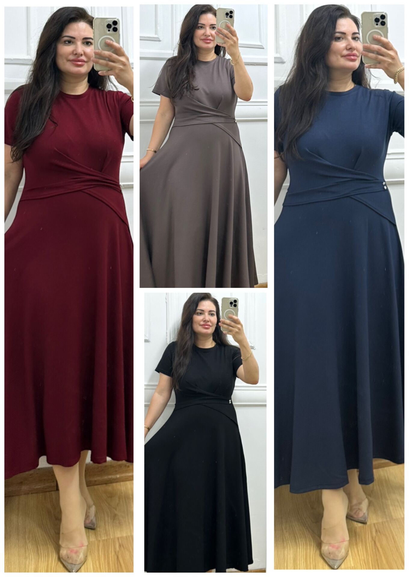 PT044-Lucca beli çapraz drapeli elbise