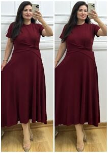 PT044-Lucca beli çapraz drapeli elbise