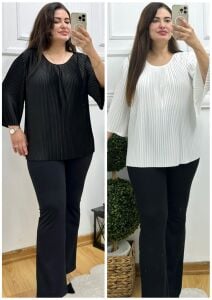 SF040- Pliseli yarasa kol tunik