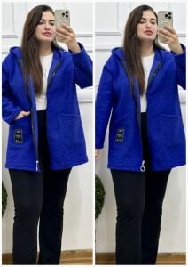 OG003-Saks mavi kapüşonlu tedy polar