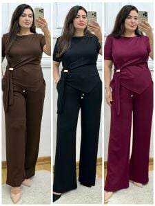 ZS134-Oys kumaş gold tokalı ikili takım