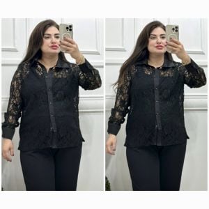 ZS080-Siyah güpür dantel gömlek