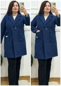 OG006-Lacivert  kırçıllı kaban