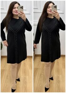 ZS125-Siyah nubuk süet elbise