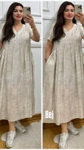 ZS136-Büyük beden Vyaka Tiril oversize elbise