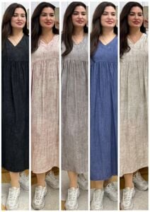 ZS136-Büyük beden Vyaka Tiril oversize elbise