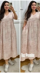ZS136-Büyük beden Vyaka Tiril oversize elbise