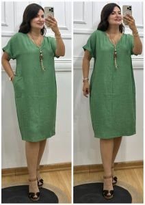 ZS026-Yeşil kolyeli elbise