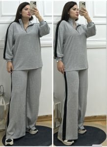 VL028-Gri siyah şeritli ikili takım