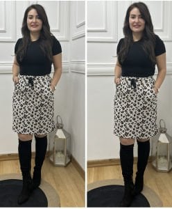 IK053-Açık leopar desen etek