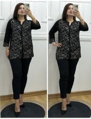 FT026-Parlak damar desen gömlek