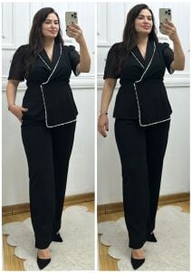 TR167-Siyah incili ikili takım