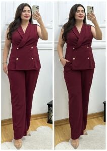 TR170-Bordo ceket ikili takım