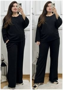 ZS065-Siyah oversize oysho kumaş ikili takım