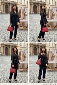TR202-Alessia Dantel Kollu Gold Tokalı Siyah Büyük Beden İkili Takım