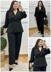 TR134-Parlak taş işlemeli ikili takım