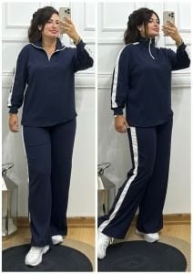 VL054-Lacivert beyaz çizgili ikili takım