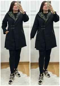 TR039-Haki yeşilli desen içi jardonlu kaban