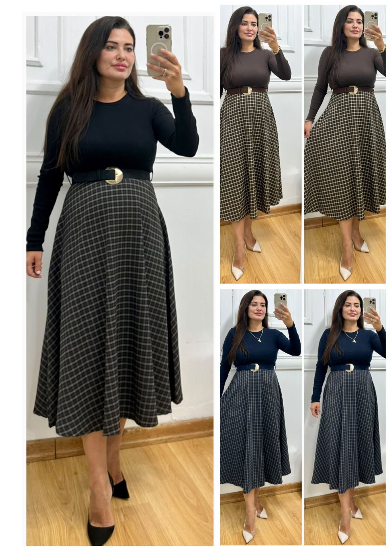 MG013-Melinda Ekose Desenli Midi Elbise