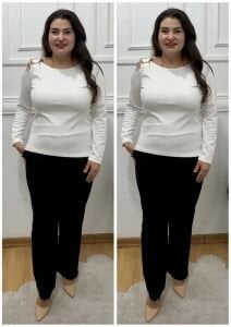 ZS116-Beyaz gold tokalı tunik