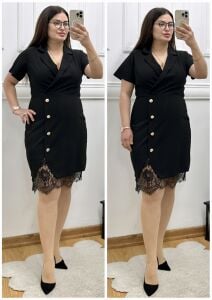 TR178-Dantel detaylı blazer elbise