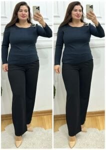 ZS120-Lacivert gold tokalı tunik