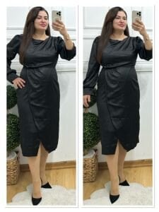 A152-Siyah double saten elbise