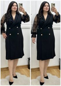 TR182-Dantel kollu blazer elbise