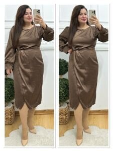 A154-Bakır double saten elbise